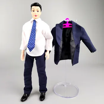 Темно-синий деловой костюм, комплект одежды для кукол Ken Boy, наряды для галстука, свадебная одежда для парня Барби, куклы-мужчины Ken 1/6