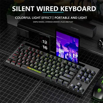 Игровая клавиатура с 87 клавишами, RGB проводная мини-механическая клавиатура, панк-круглая клавиша, водонепроницаемая для ПК, комплектация для офисных геймеров