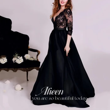 Роскошное женское вечернее платье Aileen Black, вечерние кружевные вечерние платья трапециевидной формы для выпускного вечера, женская гостевая свадьба 2023, длинное бальное платье для гала-концерта