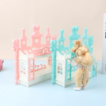 16 СМ Кукла Мини Принцесса Кровать Моделирование Двухъярусная Кровать С Лестницей Кукольный Дом Мебель Игрушка Кукольный Дом Декор Аксессуары