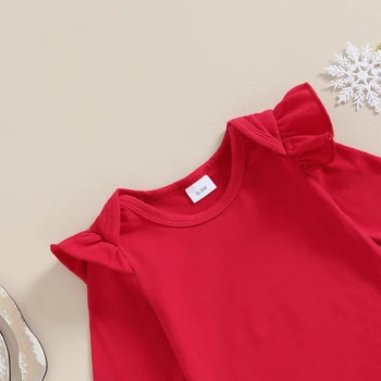 Рождественская одежда для маленьких девочек, комбинезон с длинными рукавами, клетчатые юбки на подтяжках с оленями, комплект одежды из 2 предметов