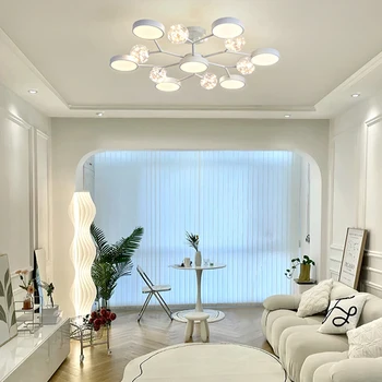 Современная светодиодная люстра в скандинавском стиле, креативная простая Белая акриловая подвесная лампа в виде звездного неба, применимая к светильникам для гостиной и спальни