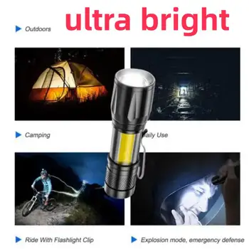 Мини Перезаряжаемый светодиодный фонарик, мини-зум-факел, Мощная лампа для кемпинга, Водонепроницаемый Тактический Светодиодный фонарь, портативный
