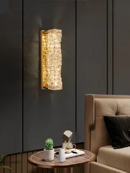 Золотой хромированный Роскошный хрустальный настенный светильник для гостиной, спальни, скандинавского домашнего декора, фоновые лампы, освещение загородного дома и отеля