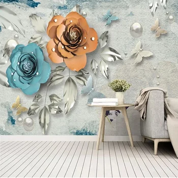 Пользовательские 3D-фрески, ретро-легкие Роскошные украшения, Роза, телевизор, диван, Фоновые обои для стен спальни Papel De Parede