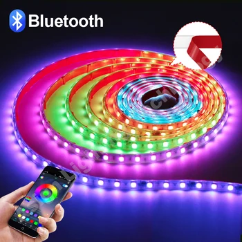 220V RGBIC Led Strip Light Клейкая Лента 5050 60LEDs/m Dream Color Rainbow Chasing Effect Smart Bluetooth Control для Декора комнаты