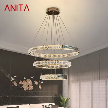 Современные Хрустальные подвесные светодиодные светильники ANITA, роскошные Круглые кольца, люстра, лампа для дома, гостиной, столовой