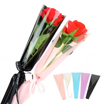 50шт С рукавами-розами, сумка для упаковки цветов, пакеты для упаковки букетов, прозрачные целлофановые обертки с цветами на День Святого Валентина