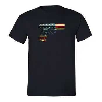 Футболка с изображением пистолета с американским флагом, 2-я поправка от 4 июля, футболка USA Pride, черная