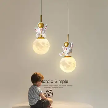 Современный светодиодный креативный прикроватный подвесной светильник, люстры астронавтов для детской комнаты, дизайн Лунной лампы, ночник для детской комнаты