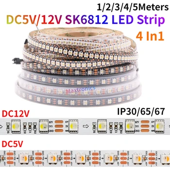 1-5 М Интеллектуальные Светодиодные ленты DC5V/12V SK6812 SMD5050 RGBW/ RGBWW 4 В 1 с программированием Индивидуально Адресуемых Гибких Пиксельных ламп