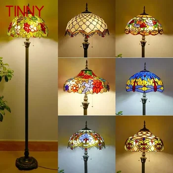 Торшер TINNY Tiffany, американский ретро-светильник для гостиной, спальни, торшер из витражного стекла в стиле Кантри