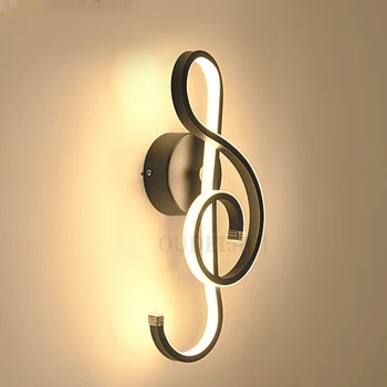 Светодиодный алюминиевый настенный светильник Черный /Белый музыкальный символ художественное бра настенные светильники для дома гостиная спальня Коридор Украшения лампы