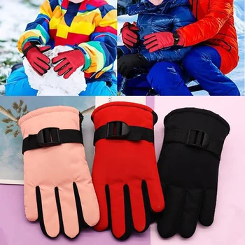Новые детские зимние теплые перчатки для катания на лыжах и сноуборде для мальчиков и девочек, Ветрозащитные водонепроницаемые утепленные перчатки, сохраняющие тепло, флисовые спортивные перчатки