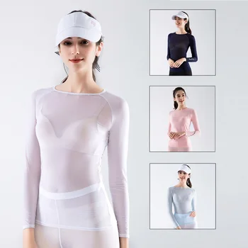 Женское нижнее белье для гольфа SG с солнцезащитным кремом, женские топы для гольфа из ледяного шелка с защитой от ультрафиолета, быстросохнущая футболка с длинным рукавом, дышащие тренировочные рубашки