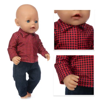 Кукольный костюм в красную сетку, одежда для куклы размером 17 дюймов 43 см, одежда для куклы Born Baby, костюм для праздничного подарка на день рождения ребенка