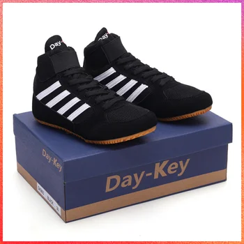 Daykey Kid, размер 32-44, черно-белые боксерские туфли для взрослых, среднего покроя, обувь для тренировок в помещении, соревнований по файтингу, резиновые кроссовки для фитнеса