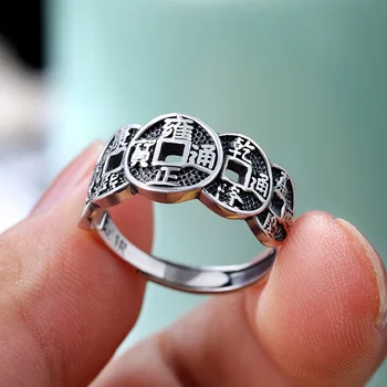 2023 Креативное Китайское кольцо с древней монетой для женщин/Мужские украшения для пальцев, модные кольца для подростков, подарки, аксессуары Оптом