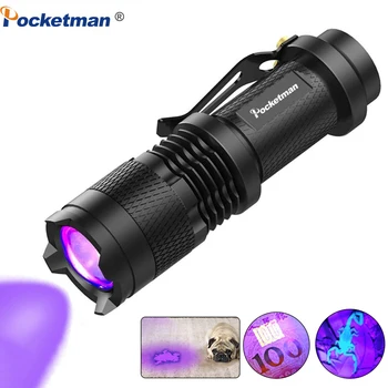 Ультрафиолетовый фонарик-факел с длиной волны 395нм освещает ультрафиолетовым светом ультрафиолетовую лампу Blacklight для проверки маркеров, детектор мочи домашних животных
