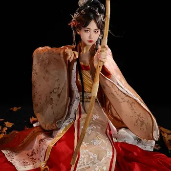 Платье принцессы Ханфу с вышивкой династии Сун, топ с подтяжками, юбка, двухслойный халат, традиционная китайская женская одежда