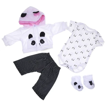 Q0KB Детская Игрушечная Одежда для 17-18 дюймов для Куклы Девочка Панда Наряд Аксессуары 4 шт. Подходящая Одежда