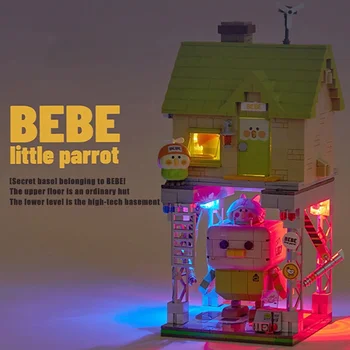 Модель строительного блока Parrot Bebe House с видом на улицу в городе, симпатичный робот-птичник, строительные блоки, детская игрушка, подарок к празднику