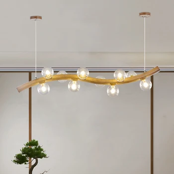 Современные деревянные люстры, минималистичный подвесной светильник для потолка, внутренний подвесной светильник для обеденного стола, освещение в гостиной