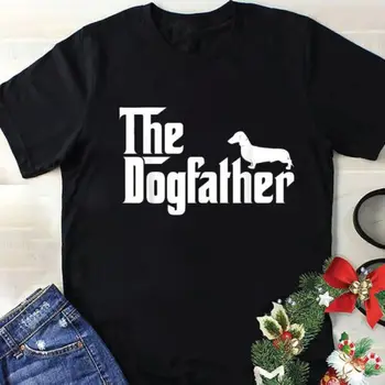 Рубашка на День отца, мужская футболка с забавным отцом-любителем собак The Dogfather Dachshund