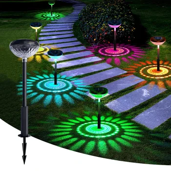 Солнечная лампа для газона, теневая лампа для заземления, двухцветный светодиод для сада во внутреннем дворе, Водонепроницаемое ночное украшение IP65, Домашняя Вилла