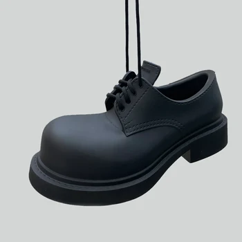 Женские туфли-дерби Big Head, пара сапато на массивном низком каблуке, мужские кожаные туфли-лодочки на платформе со шнуровкой, женская дизайнерская обувь