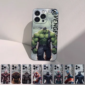 Marvel Халк Паук Железный Человек Пантера Черный Чехол Для Телефона iPhone 15 14 Plus 13 12 11 Pro Max X XS XR Силиконовый Чехол Funda Shell