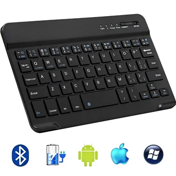 Мини-клавиатура Bluetooth, беспроводная клавиатура, перезаряжаемая, Испано-русские клавиатуры для IOS Android Windows 10 дюймов для телефона планшета