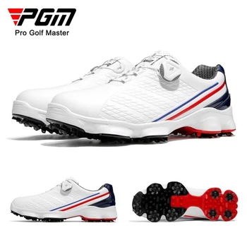Мужская обувь для гольфа PGM на широкой подошве с вращающимся шнурком, водонепроницаемая нескользящая дышащая спортивная обувь XZ107