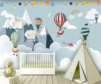 beibehang Индивидуальные современные новые обои из папье-маше на воздушном шаре, поезд, самолет, звездное небо, фон детской комнаты, обои из папье-маше