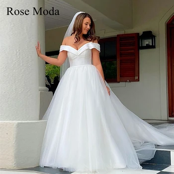 Rose Moda Свадебные Платья Принцессы Из Тюля С Открытыми Плечами И V Образным вырезом, Свадебное платье На Заказ